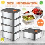 CLWVPCOT 10 Pack Stainless Steel Food Storage Containers with Leak-Proof Lids, 16oz Reusable Metal Meal Prep Lunch Boxes, Stackable, BPA-Free, Dishwasher Safe for Snacks, Fruits & On-the-Go Meals