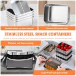 CLWVPCOT 10 Pack Stainless Steel Food Storage Containers with Leak-Proof Lids, 16oz Reusable Metal Meal Prep Lunch Boxes, Stackable, BPA-Free, Dishwasher Safe for Snacks, Fruits & On-the-Go Meals