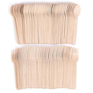 ANTETOK Disposable Wooden Cutlery Set - 200 Pack Wooden Compostable Utensils,Biodegradable and Earth Friendly, 6.3 Inch Length(100 Forks,100 Spoons)