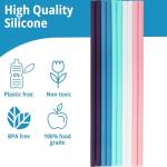 Flathead Products 10 Reusable Silicone Drinking Straws + Cleaning Brush, 30 Ounce - 20 Ounce Tumblers Compatible, Dishwasher Safe, Extra Long Straw - Silicone Straws Reusable