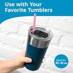 Flathead Products 10 Reusable Silicone Drinking Straws + Cleaning Brush, 30 Ounce - 20 Ounce Tumblers Compatible, Dishwasher Safe, Extra Long Straw - Silicone Straws Reusable