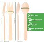 ANTETOK Disposable Wooden Cutlery Set - 200 Pack Wooden Compostable Utensils,Biodegradable and Earth Friendly, 6.3 Inch Length(100 Forks,100 Spoons)