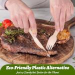 ANTETOK Disposable Wooden Cutlery Set - 200 Pack Wooden Compostable Utensils,Biodegradable and Earth Friendly, 6.3 Inch Length(100 Forks,100 Spoons)