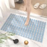 HITSLAM Shower Mat Non Slip, 27x16 Inch Bath tub Mat for Tub, TPE Shower Floor Mat with Drain Holes and Suction Cups, Bathroom Accessories, Easy Dry, Eco-Friendly, Blue