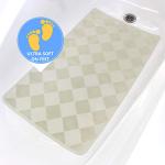 SafeLand- Non-Slip Bath, Shower, Tub Mat, TPR Material, Eco-Friendly, Non-PVC, Machine Washable, No Odor, with Powerful Gripping Suction Cups, Diamond (16"x28" White)