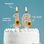 Baoyemes Creative Birthday Number Candles, Sunflower, Modern Style, Odorless, Eco-Friendly, 1 Count, Novelty Candle