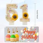 Baoyemes Creative Birthday Number Candles, Sunflower, Modern Style, Odorless, Eco-Friendly, 1 Count, Novelty Candle