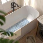 HITSLAM Shower Mat Non Slip, 27x16 Inch Bath tub Mat for Tub, TPE Shower Floor Mat with Drain Holes and Suction Cups, Bathroom Accessories, Easy Dry, Eco-Friendly, Blue