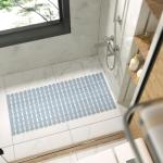 HITSLAM Shower Mat Non Slip, 27x16 Inch Bath tub Mat for Tub, TPE Shower Floor Mat with Drain Holes and Suction Cups, Bathroom Accessories, Easy Dry, Eco-Friendly, Blue