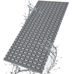 BEMISO BEMISO Shower Mat Non Slip Bathtub Mat with Suction Cups and Drain Holes 37.4 x15.7 Inch Bath Mat for Tub & Shower.Easy Dry,Easy to Cut,Eco-Friendly