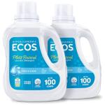 ECOS Laundry Detergent Liquid, 200 Loads - Dermatologist Tested Laundry Soap - Hypoallergenic, EPA Safer Choice Certified, Plant-Powered, Free & Clear, 100 Fl Oz (Pack of 2)