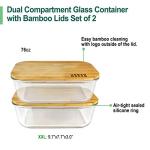 Urban Green Glass Food Storage Containers, XXLarge Size, 76oz/2260ml, 2 Pack - Bamboo Lids, Microwave & Freezer Safe, Meal Prep & Pantry Organization