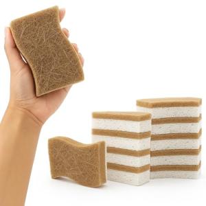 AJIT CART for Biodegradable Natural Kitchen Sponges – Eco-Friendly Compostable Cellulose and Coconut Fiber Scrubbers – Non-Scratch,Reusable Dishwashing Sponges for Kitchen Cleaning 1pice