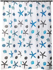 meioro Shower Curtain Eco-Friendly Waterproof Bathroom Curtains Ocean Theme Semi Translucent Shower Curtain Liners with Rustproof Grommets(Starfish and Seashells, 70'' x 70'')