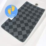 SafeLand- Non-Slip Bath, Shower, Tub Mat, TPR Material, Eco-Friendly, Non-PVC, Machine Washable, No Odor, with Powerful Gripping Suction Cups, Diamond (16"x28" Gray)