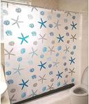 meioro Shower Curtain Eco-Friendly Waterproof Bathroom Curtains Ocean Theme Semi Translucent Shower Curtain Liners with Rustproof Grommets(Starfish and Seashells, 70'' x 70'')