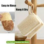 Honsva Natural Loofah Kitchen Sponge (3 Pcs) No Scratch Scrubber for Dishwashing, 100% Plant Fibers Vegetable Scrubber, Zero Waste and Eco Friendly Loofa, Square, Large Size