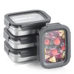 BEFOY 4PCS Stainless Steel Food Storage Container with Lids Bento Lunch Box Leak Proof & Airtight for Kitchen Meal Prep freezer Reusable & Stackable Oven Dishwasher Safe (650 * 4)