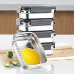 BEFOY 4PCS Stainless Steel Food Storage Container with Lids Bento Lunch Box Leak Proof & Airtight for Kitchen Meal Prep freezer Reusable & Stackable Oven Dishwasher Safe (650 * 4)