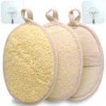 TEXNINC 3 Pack Natural Loofah Bath Exfoliation Body Scrubber & Shower Sponge, Eco-Friendly Biodegradable Exfoliating Scrubber for Women & Men, Beige