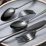 Portable Utensils Set with Case, 4pcs Stainless Steel Reusable Silverware for Lunch Camping School Picnic Workplace Travel, Lunch Box Includ Fork Spoon Knife,Easy to clean,Dishwasher Safe (grey)