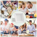 ECOLipak 10 Inch Square Paper Plates, 300 Pack Compostable Heavy Duty Biodegradable Paper Plates, Made from Sugarcane, Eco Friendly White Disposable Plates for Party, Dinner