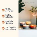 Calyan Wax Co. Evergreen & Eucalyptus 3 Wick Scented Candle - 30 Hour Burn - Luxury 3 Wick Soy Candles - Non Toxic Soy Wax Candles - Long Lasting Large Ceramic Jar Candle for Home - 8oz