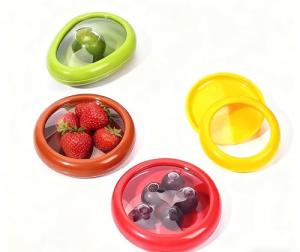 4PCS Silicone Food Storage Containers With Lids- Anti-Oxidation Avocado Saver & Onion/Lemon/Garlic,Tomato Keeper, Reusable Fresh Pods for Fridge Freezer, Fruit Vegetable Storage BoxesDishwasher Safe