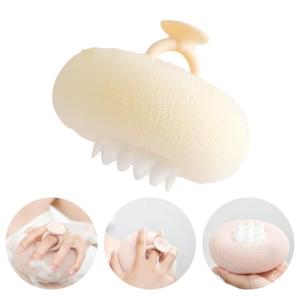 2-in-1 Sunflower Shower Sponge with Suction Cup | Exfoliating Bath Sponge for Soft Skin | Hypoallergenic & Eco-Friendly Body Scrubber for Spa-Like Luxury (Off White)