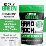Rockin' Green Hard Rock Laundry Detergent for Hard Water (90 Loads), Plant based, Natural Laundry Detergent Powder, Biodegradable Odor Fighter, Safe for Sensitive Skin, 45 oz (Unscented)