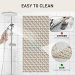 Elisstaence Shower Mat Non Slip Bathtub Mat - 36" x 16" Eco-Friendly Soft Bath Mat for Tub Non Slip Shower Mats for Inside Shower with Suction Cups and Drain Holes, Easy to Clean Quick-Drying, Brown