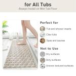 Elisstaence Shower Mat Non Slip Bathtub Mat - 36" x 16" Eco-Friendly Soft Bath Mat for Tub Non Slip Shower Mats for Inside Shower with Suction Cups and Drain Holes, Easy to Clean Quick-Drying, Brown