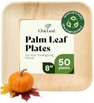 Chic Leaf Disposable Palm Leaf Plates - 50 Count, 8" Square, Natural - Bamboo Plates Disposable, Biodegradable & Compostable - Microwave Safe & Heavy Duty - Event & Party Supplies - Wedding Decor