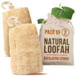 All Natural Loofah Sponge, Pack of 2 Real Egyptian Bath & Shower Exfoliating Loofa Scrubber Sponges for Face, Back & Body, Eco Friendly, No Toxic Chemicals, 6" x 6" by Crafts of Egypt