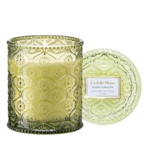LA JOLIE MUSE Christmas Candle | Starlit Golden Fir | Cedarwood, Patchouli & Fir Balsam | 6 oz Soy Wax | 40 Hours Clean Burn | Christmas Gift for Women & Family
