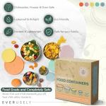 Everusely - Stainless Steel Containers with Lids - Set of 5, Bright Collection - Leakproof Stainless Steel Food Containers - Nesting Snack Holders - Metal Lunch Box - Portable & Reusable Meal Kit