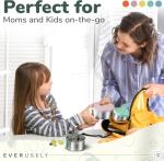 Everusely - Stainless Steel Containers with Lids - Set of 5, Bright Collection - Leakproof Stainless Steel Food Containers - Nesting Snack Holders - Metal Lunch Box - Portable & Reusable Meal Kit