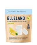 BLUELAND 100% Plastic-Free Dishwasher Detergent Tablets, 36 Count, Lemon Zest Scent, Eco Friendly Dishwashing Pods, Natural, USDA Certified biobased