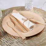Pre Rolled Napkin and Bamboo Cutlery Set - 30Pack Bamboo Utensils/Cutlery Set(30 Forks, 30 Knives, 30 Spoons, 30 Napkins), Biodegradable Wrapped Cutlery for Party, Wedding, Events