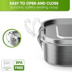 Blockhütte Stainless Steel Lunch Box for Adults I 47oz I Bento Box 3 Compartments with free Sealing, Leak-Proof Container, Metal Lunchbox for Travel, Work, Eco-Friendly Meal Storage Solution