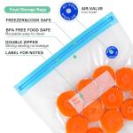 Higfra Reusable BPA Free Vacuum Sealer Bags (8.5 * 8.5in), 31 Pcs (24 Pcs Vacuum Zipper Bag & 2 Seal Clips & 5 Air Valves), Plastic, Clear, Double Zipper Seal, Microwaveable, Food Storage, Cooking