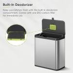 EKO Kitchen Compost Bin, 7L / 1.85 Gal Stainless Steel with Removable Inner Bucket and Deodorizer Compartment, 2-in-1 Countertop Compost Bin with Lid, Food Waste Caddy for Kitchen (MMT & Black Finish)