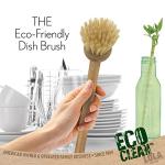 LOLA Products Eco Clean Bamboo Dish Brush | Multipurpose, Eco-Friendly | Durable Ergonomic Renewable Bamboo Handle for Maximum Cleaning Torque | Fibers Made from Recycled Soda/Water Bottles - 1 CT
