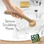 LOLA Products Eco Clean Bamboo Dish Brush | Multipurpose, Eco-Friendly | Durable Ergonomic Renewable Bamboo Handle for Maximum Cleaning Torque | Fibers Made from Recycled Soda/Water Bottles - 1 CT
