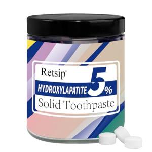 Retsip Toothpaste Tablets - 5% Nano Hydroxyapatite, Fluoride Free, Travel Friendly, Eco &Plastic Free, Remineralize & Whitening - 186pcs