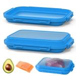 Mage Crab 2-Piece Airtight Food Storage Containers Set – Avocado Saver, Onion Keeper, Silicone Kitchen Organizers for Fridge, Reusable & Leak-Proof to Lock in Freshness K05-dark blue