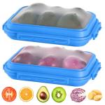 Mage Crab 2-Piece Airtight Food Storage Containers Set – Avocado Saver, Onion Keeper, Silicone Kitchen Organizers for Fridge, Reusable & Leak-Proof to Lock in Freshness K05-dark blue