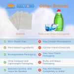 Gull living Eco-Friendly Dishwasher Detergent Sheets - Natural Dishwashing Detergent - Plant Based Dishwasher Soap Sheets - Unscented & Plastic Free Travel Size 10 loads with sustainable Packaging.