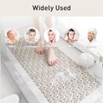 XIYUNTE Shower Mat Bathtub Mat Non Slip, 36''x16'' Soft and Comfortable Anti Slip Shower Mat, Eco-Friendly TPE+PP Shower Non Slip Mat with Powerful Suction Cups, Machine Washable, Easy to Cut, Brown