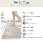 XIYUNTE Shower Mat Bathtub Mat Non Slip, 36''x16'' Soft and Comfortable Anti Slip Shower Mat, Eco-Friendly TPE+PP Shower Non Slip Mat with Powerful Suction Cups, Machine Washable, Easy to Cut, Brown